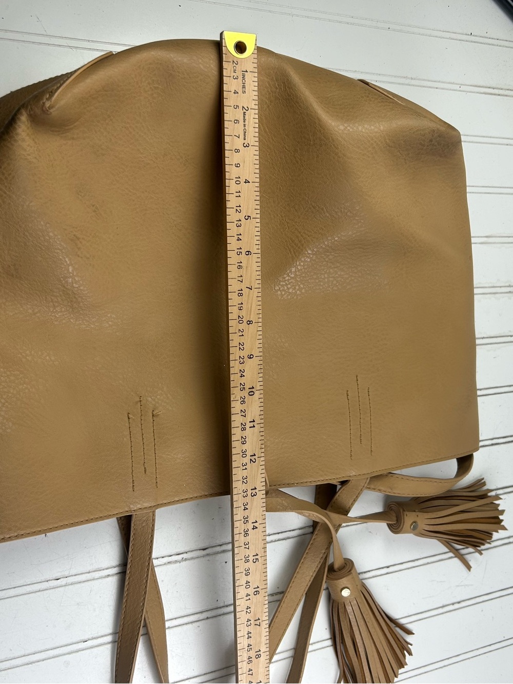 Merona Vintage Y2K Beige Yellow Faux Leather Shoulder and Cosmetic Bag - Picture 11 of 16